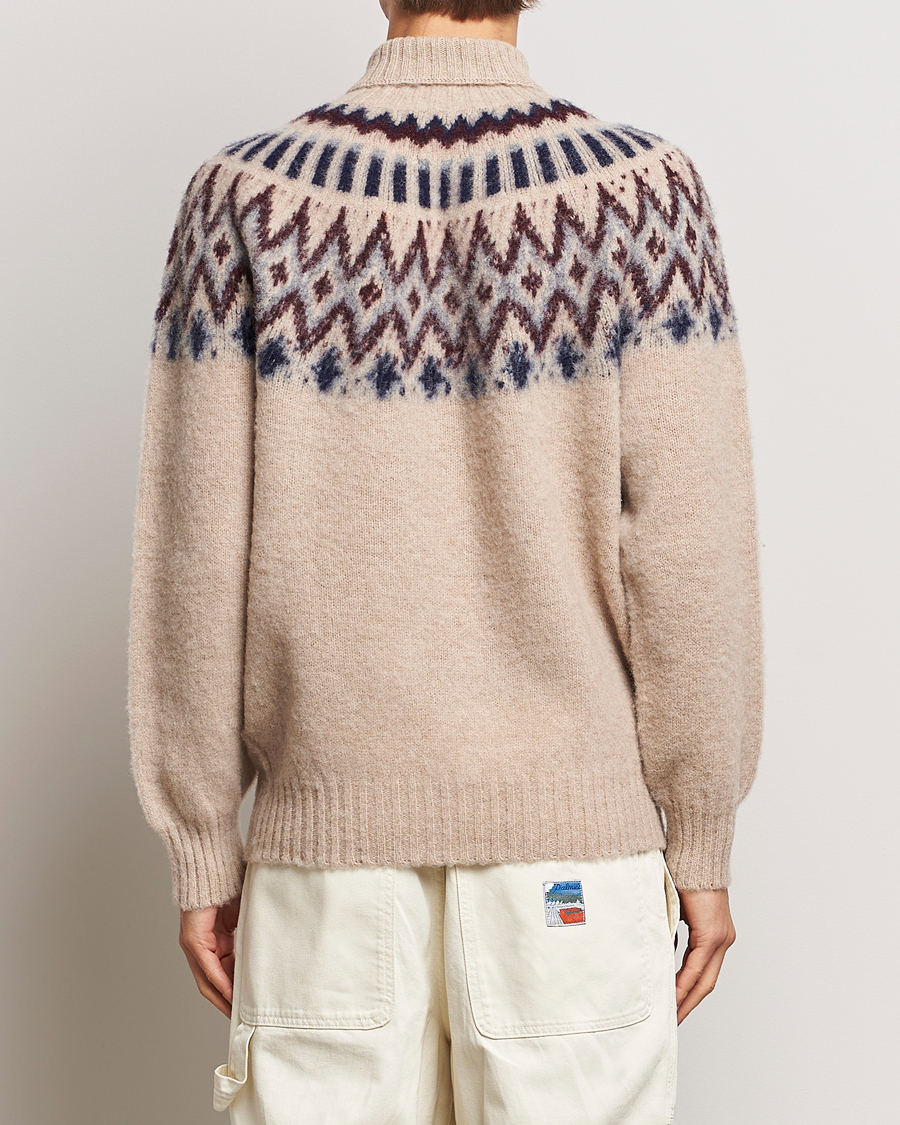 Herren | Pullover | Howlin' | Brushed Wool Fair Isle Roll Neck Biscuit
