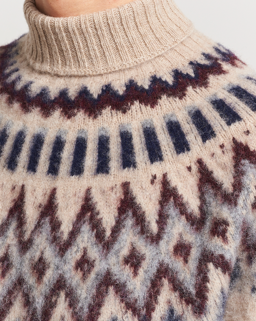 Herren | Pullover | Howlin' | Brushed Wool Fair Isle Roll Neck Biscuit