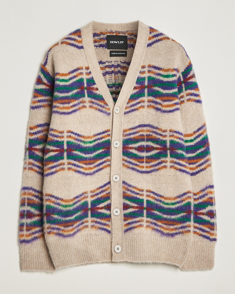 Herren | Pullover | Howlin' | Brushed Wool Pattern Cardigan Biscuit