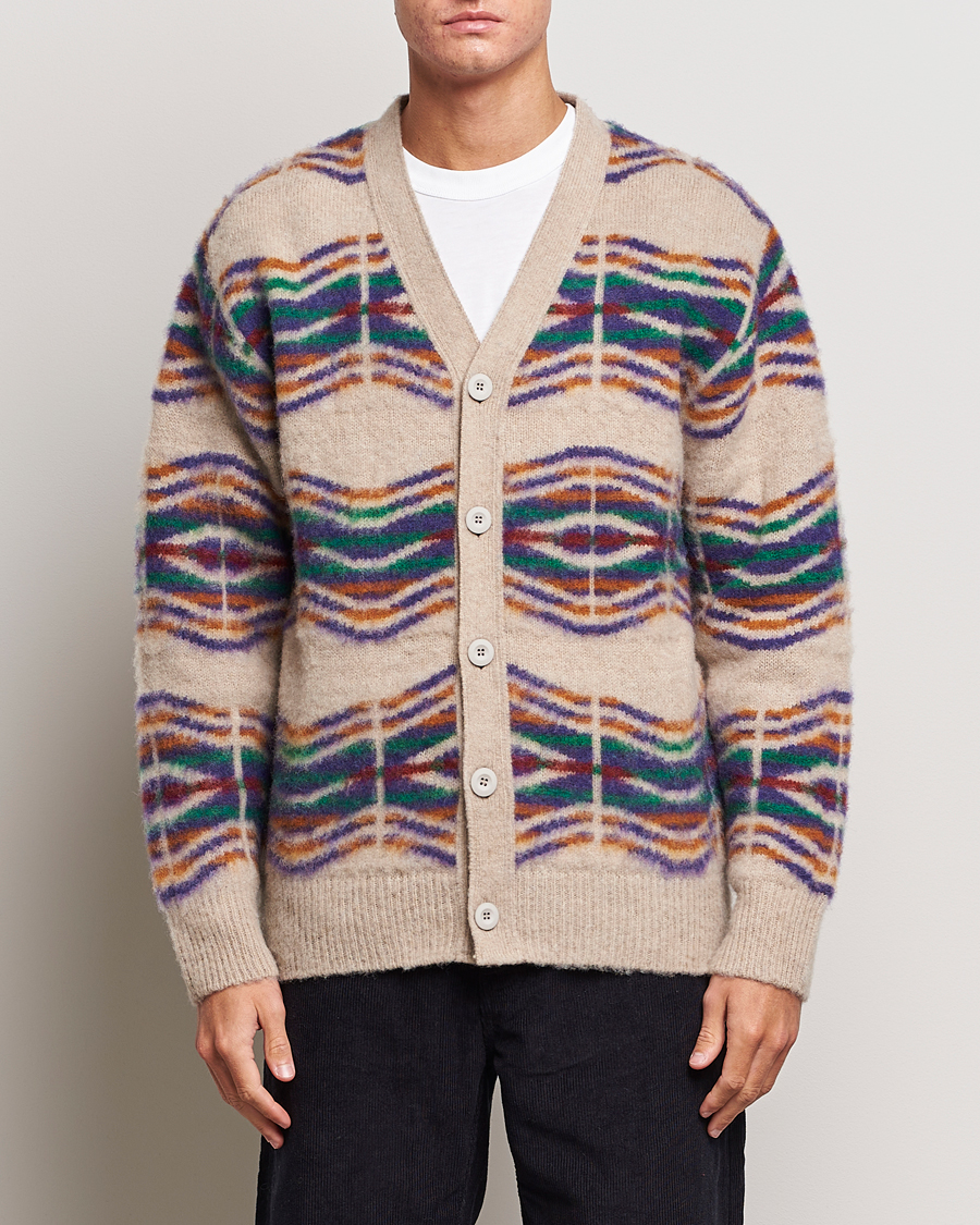 Herren | Pullover | Howlin' | Brushed Wool Pattern Cardigan Biscuit