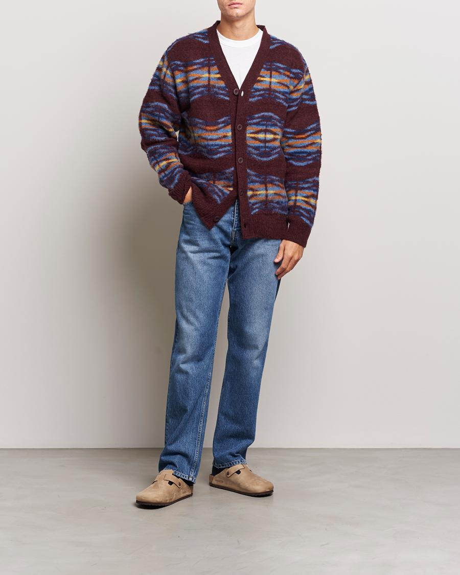 Herren | Pullover | Howlin' | Brushed Wool Pattern Cardigan Bordeaux
