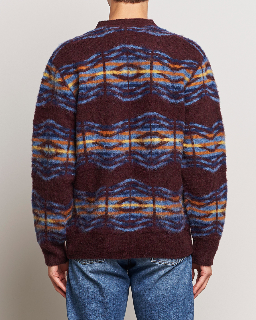 Herren | Pullover | Howlin' | Brushed Wool Pattern Cardigan Bordeaux
