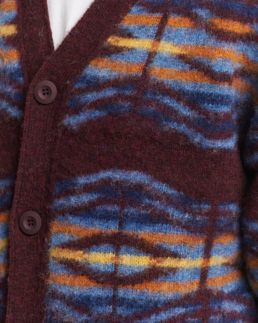 Herren | Pullover | Howlin' | Brushed Wool Pattern Cardigan Bordeaux