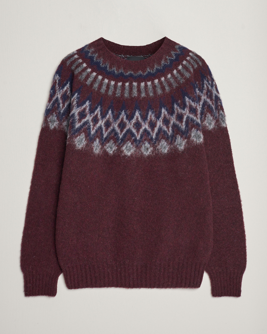 Herren | Pullover | Howlin' | Brushed Wool Fair Isle Crew Sweater Bordeaux