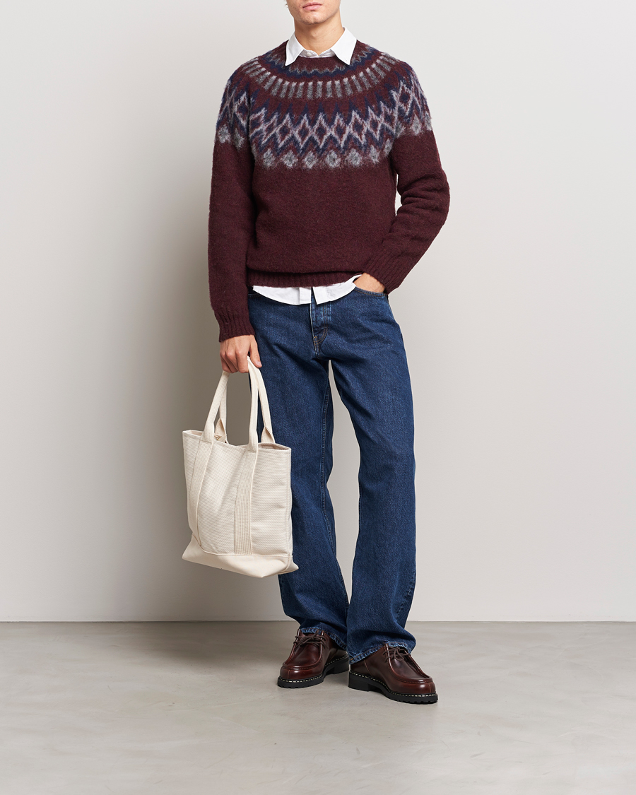 Herren | Pullover | Howlin' | Brushed Wool Fair Isle Crew Sweater Bordeaux