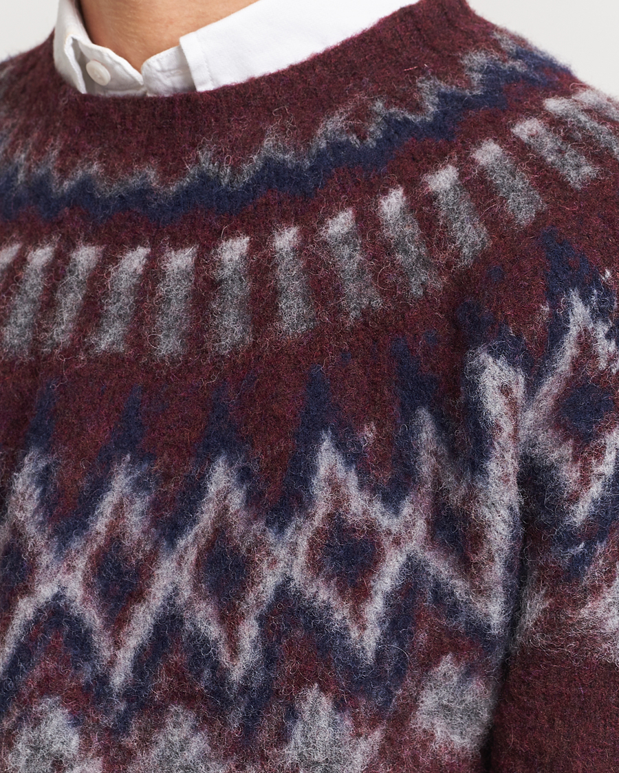 Herren | Pullover | Howlin' | Brushed Wool Fair Isle Crew Sweater Bordeaux