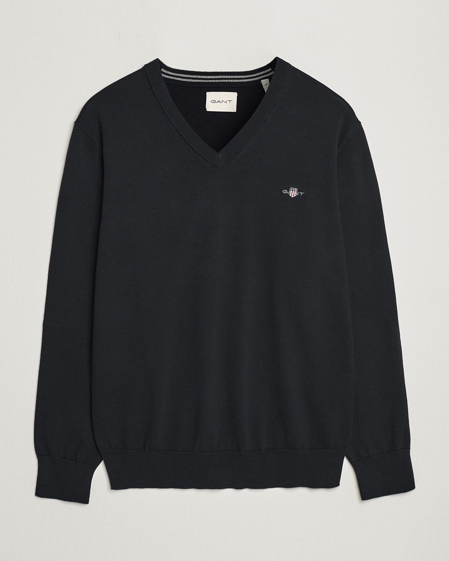 Herren | Pullover | Gant | Classic Cotton V-Neck Black
