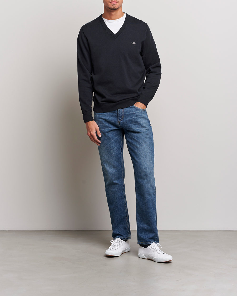 Herren | Pullover | Gant | Classic Cotton V-Neck Black