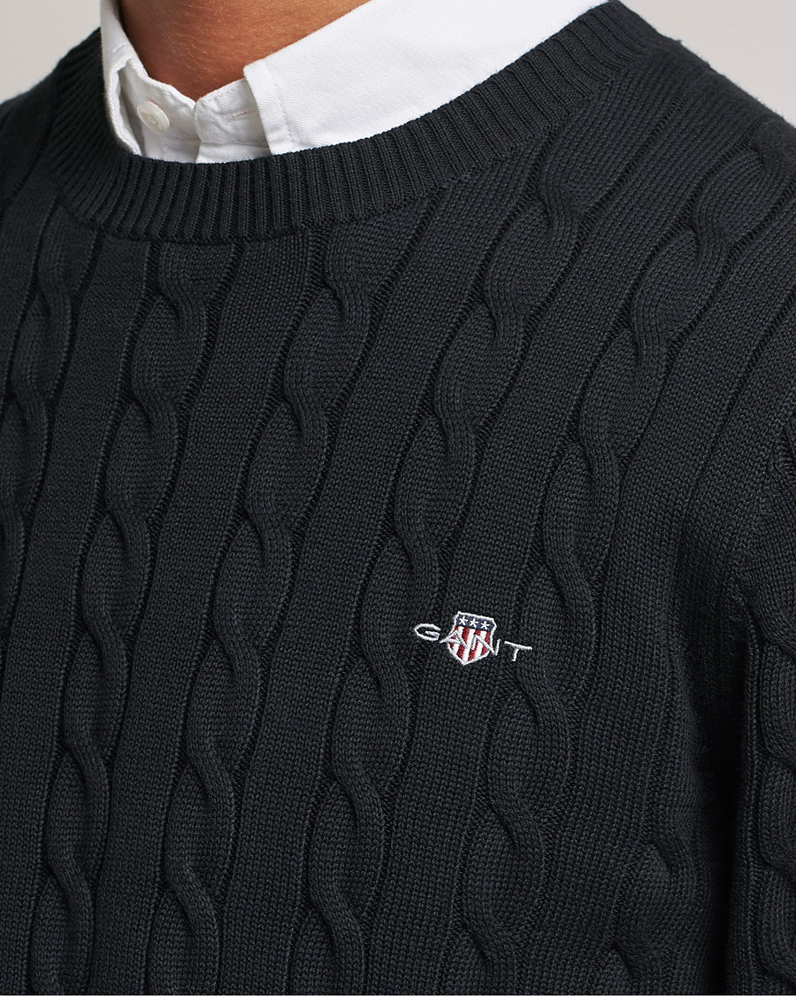 Herren | Pullover | Gant | Cotton Cable Crew Neck Black