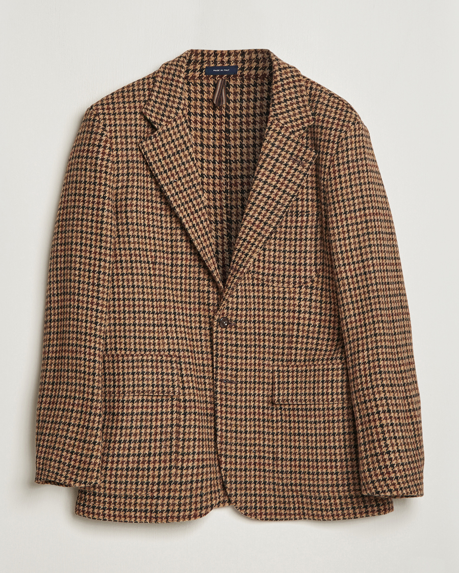 Herren | Sakkos | Drake's | MKVII Harris Tweed Games Houndstooth Blazer Brown
