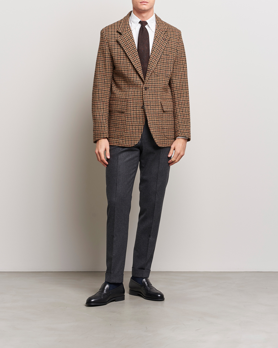 Herren | Sakkos | Drake's | MKVII Harris Tweed Games Houndstooth Blazer Brown