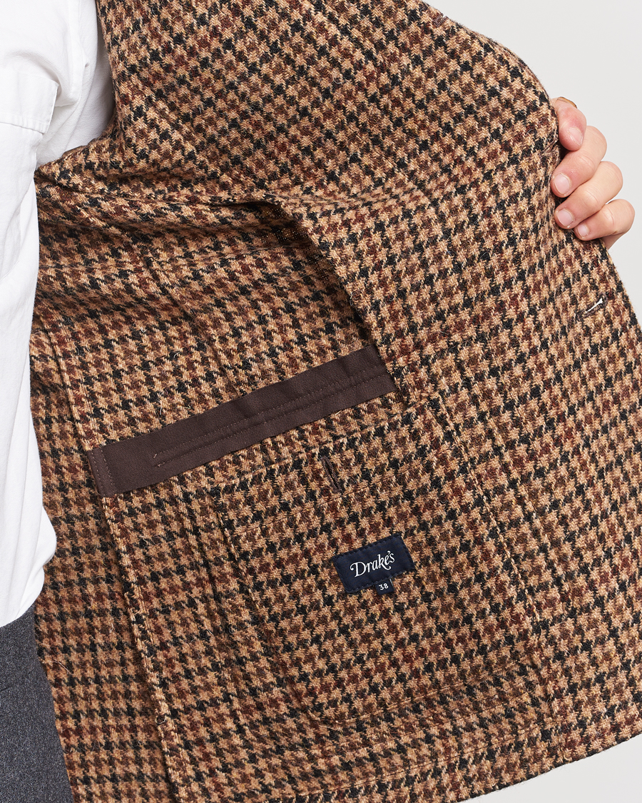 Herren | Sakkos | Drake's | MKVII Harris Tweed Games Houndstooth Blazer Brown