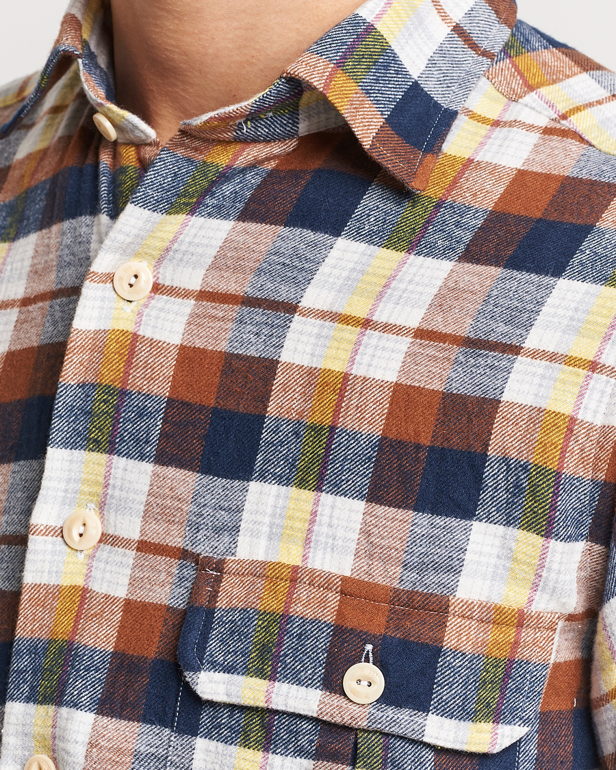 Herren | Hemden | Drake's | Brushed Madras Checked Work Shirt Brown