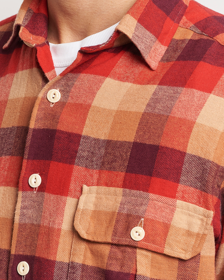 Herren | Hemden | Drake's | Brushed Madras Checked Work Shirt Red