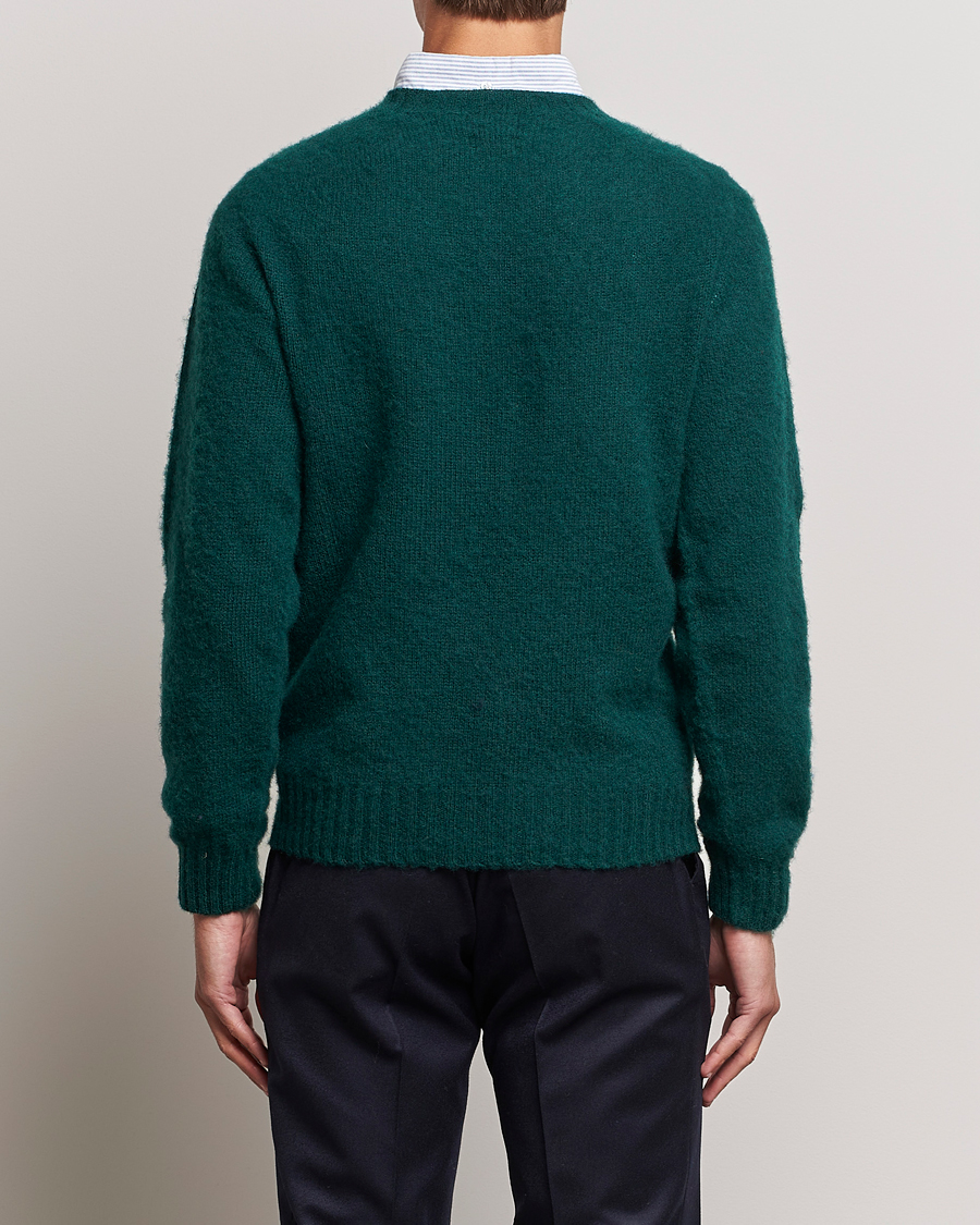 Herren | Pullover | Drake's | Brushed Shetland Crew Emerald Green