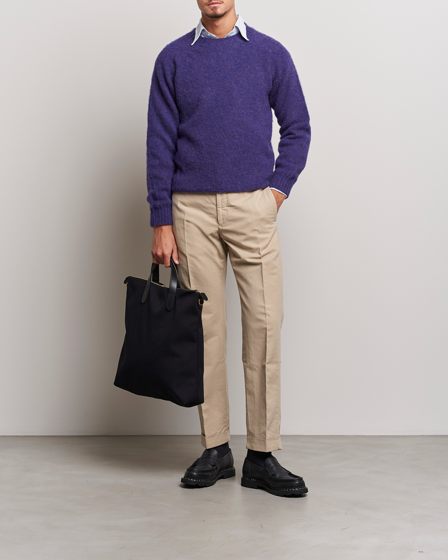 Herren | Pullover | Drake's | Brushed Shetland Crew Purple