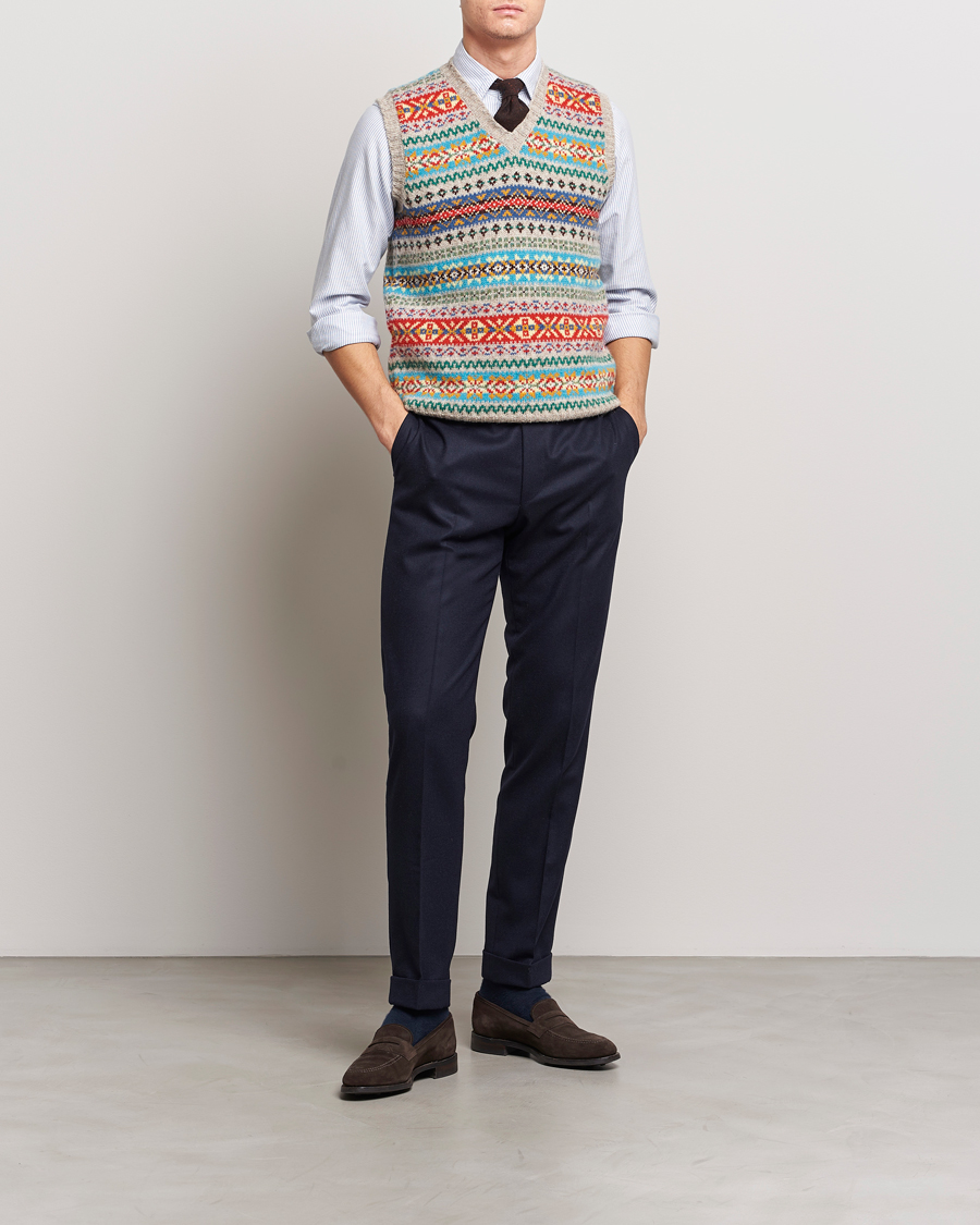 Herren | Pullover | Drake's | Fairisle Print Wool Vest Multi