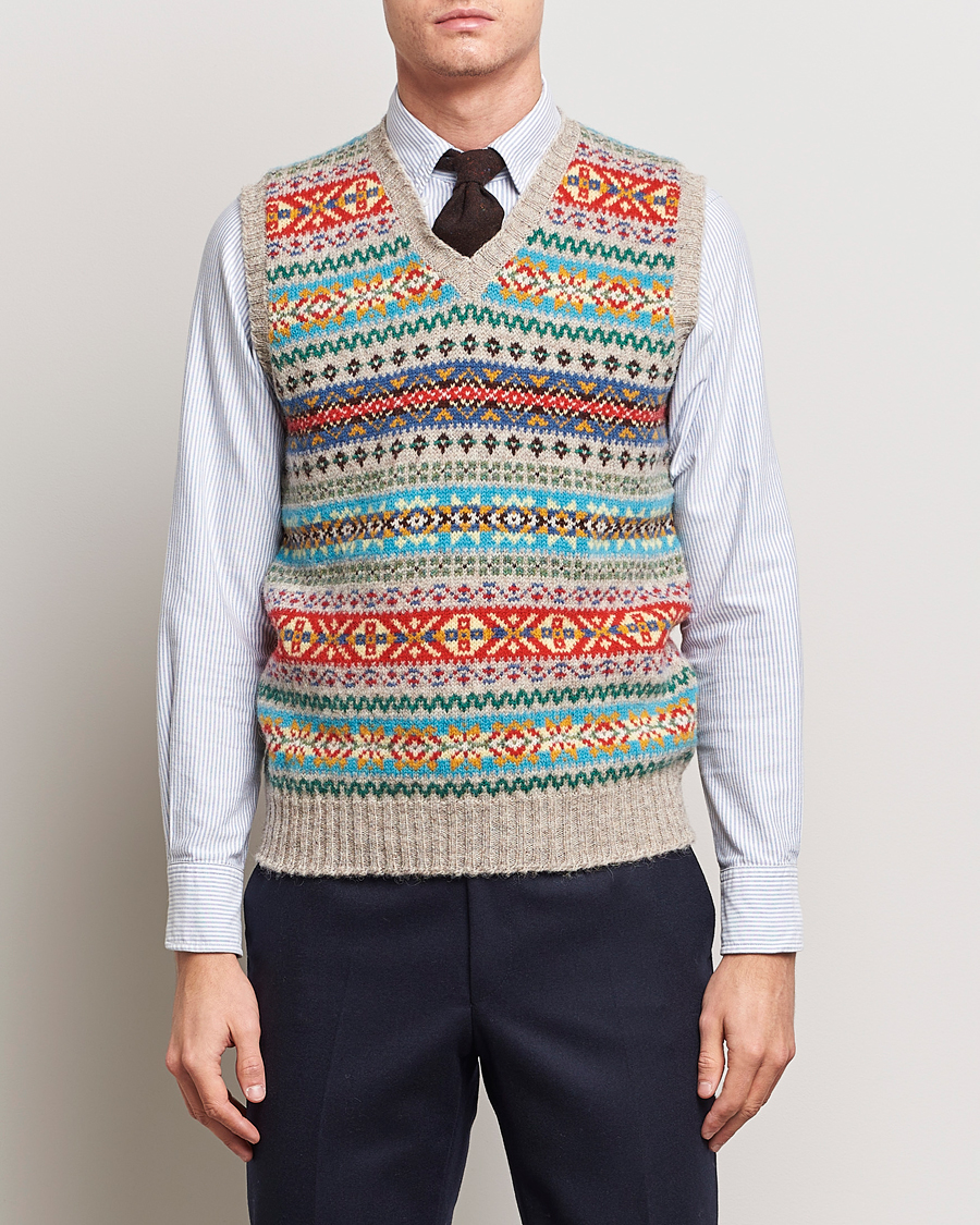 Herren | Pullover | Drake's | Fairisle Print Wool Vest Multi