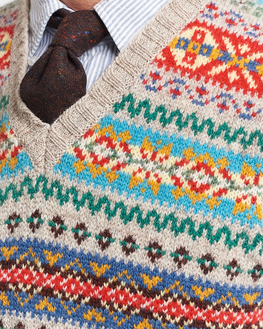 Herren | Pullover | Drake's | Fairisle Print Wool Vest Multi