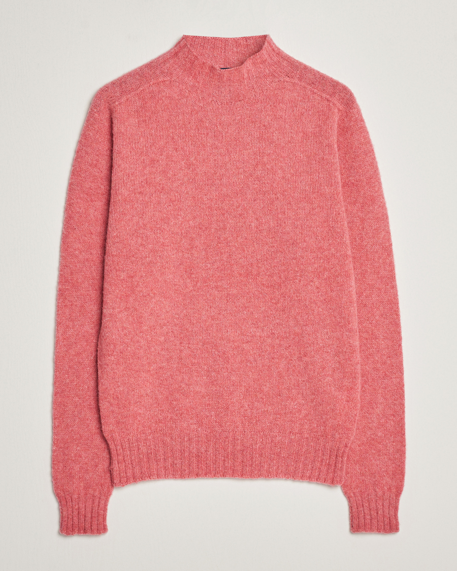 Herren | Pullover | Drake's | Brushed Shetland Mock Neck Jumper Pink