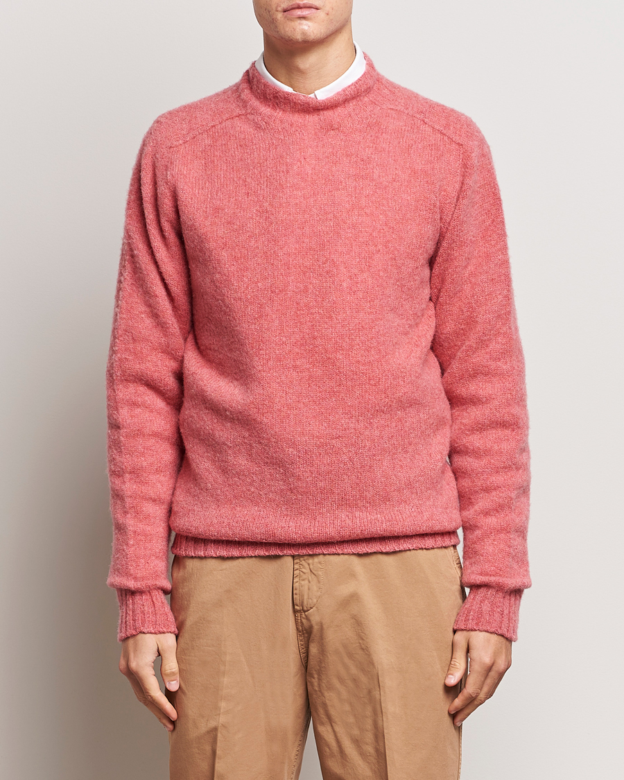 Herren | Pullover | Drake's | Brushed Shetland Mock Neck Jumper Pink