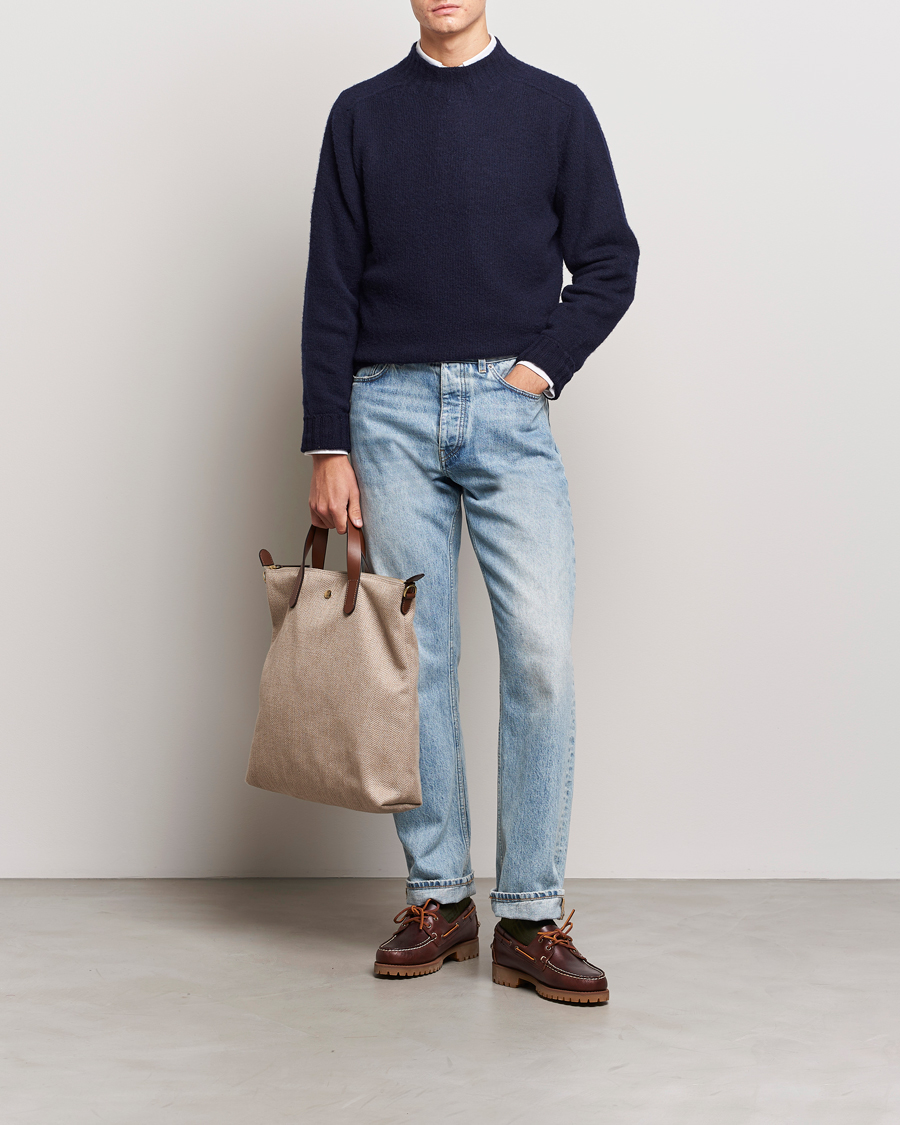Herren | Pullover | Drake's | Brushed Shetland Mock Neck Jumper Navy