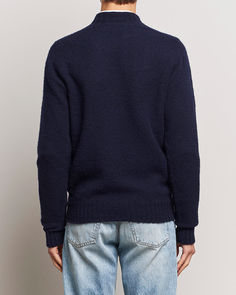 Herren | Pullover | Drake's | Brushed Shetland Mock Neck Jumper Navy