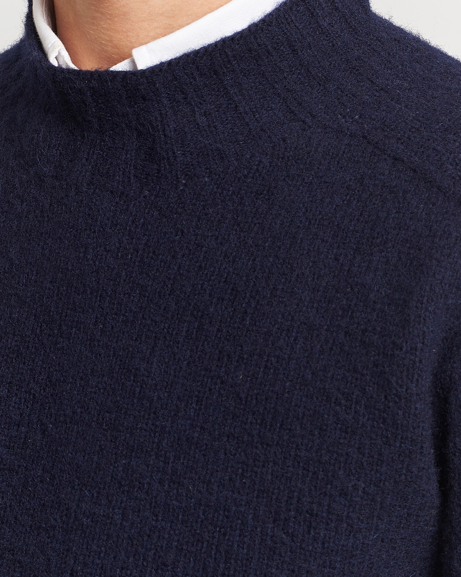 Herren | Pullover | Drake's | Brushed Shetland Mock Neck Jumper Navy