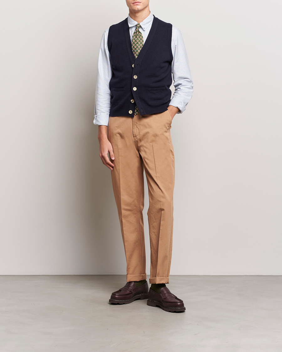Herren | Pullover | Drake's | Lambswool Vest Cardigan Navy