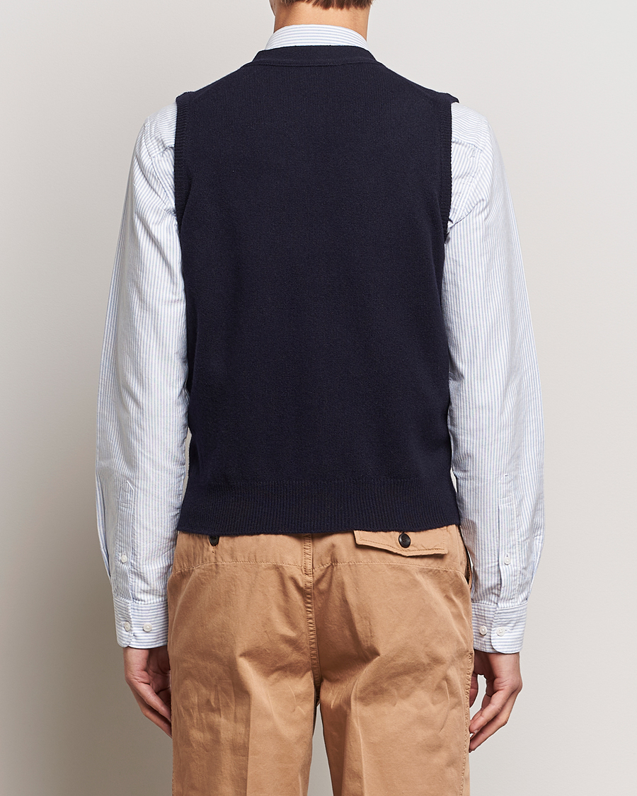 Herren | Pullover | Drake's | Lambswool Vest Cardigan Navy