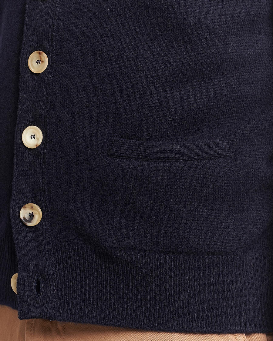 Herren | Pullover | Drake's | Lambswool Vest Cardigan Navy
