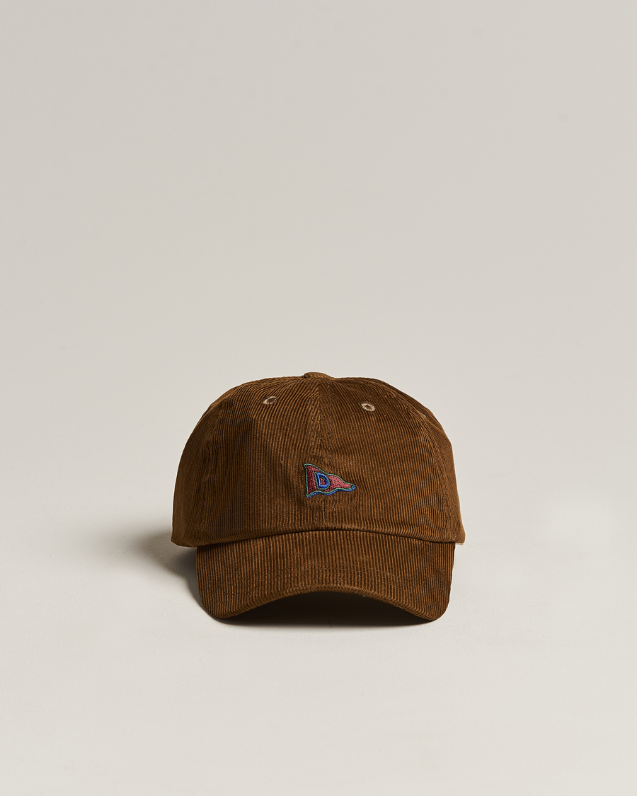 Herren | Drake's D Flag Logo Cord Baseball Cap Brown | Drake's | D Flag Logo Cord Baseball Cap Brown
