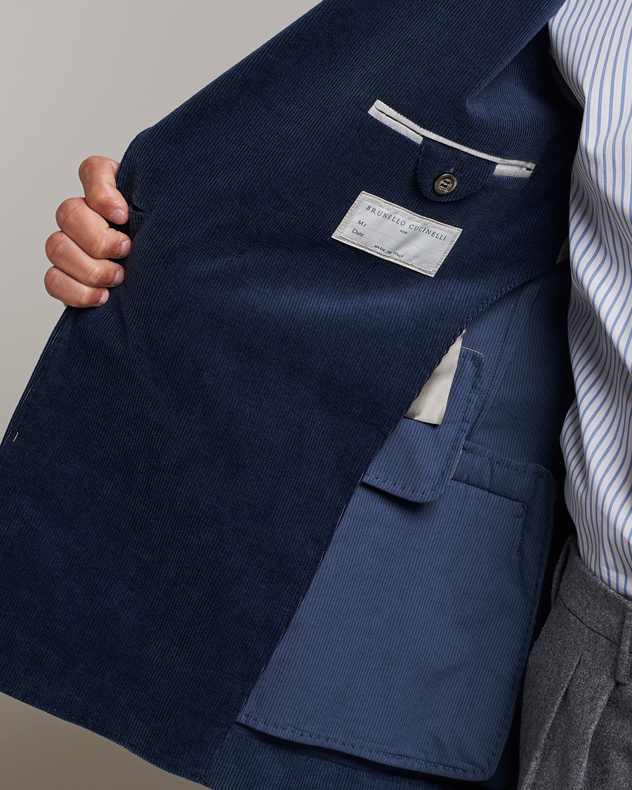 Herren | Sakkos | Brunello Cucinelli | Double Breasted Corduroy Blazer Royal Blue