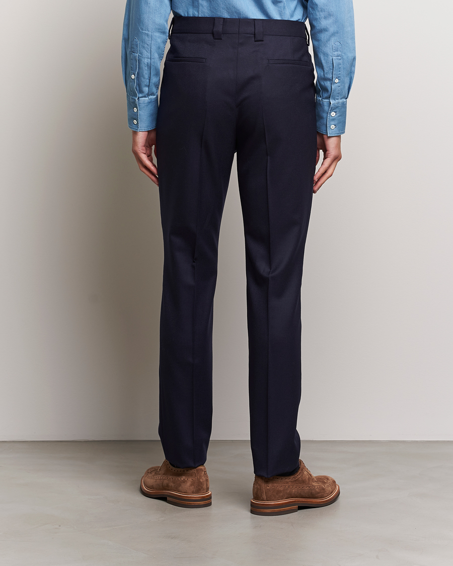 Herren | Hosen | Brunello Cucinelli | Slim Fit Pleated Flannel Trousers Navy