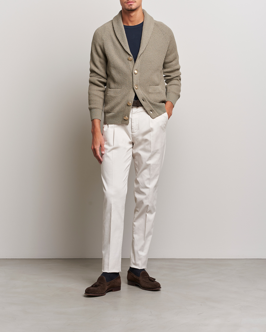 Herren | Hosen | Brunello Cucinelli | Slim Fit Pleated Trousers Off White