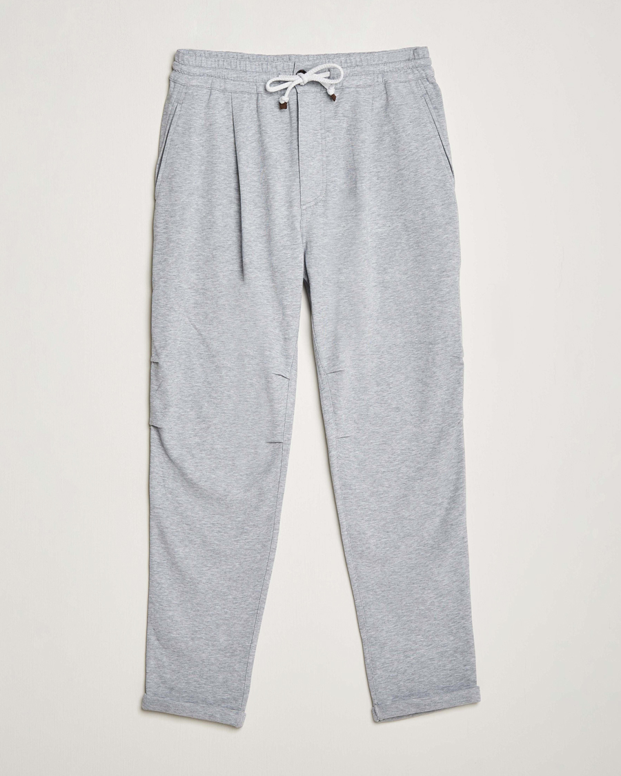 Herren | Hosen | Brunello Cucinelli | Pleated Soft Sweatpants Grey Melange