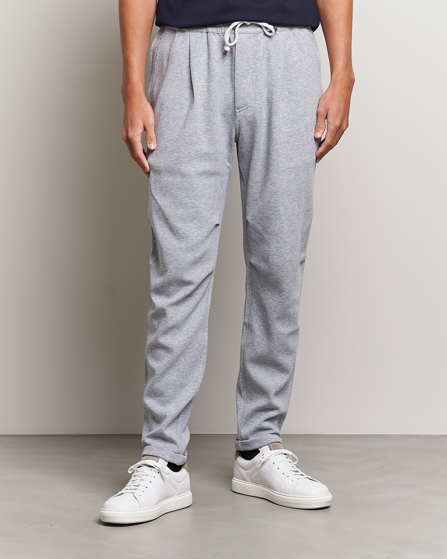 Herren | Hosen | Brunello Cucinelli | Pleated Soft Sweatpants Grey Melange