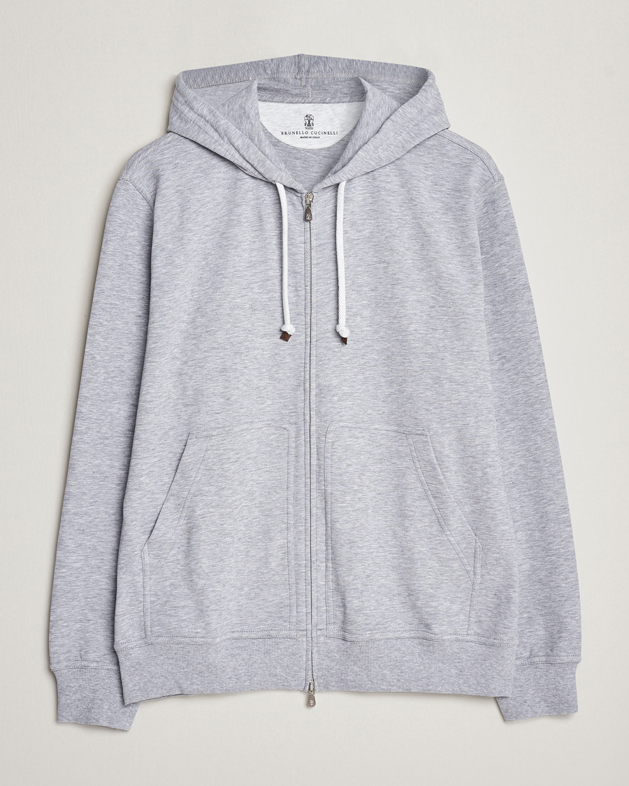 Herren | Pullover | Brunello Cucinelli | Full Zip Hooded Sweater Grey Melange
