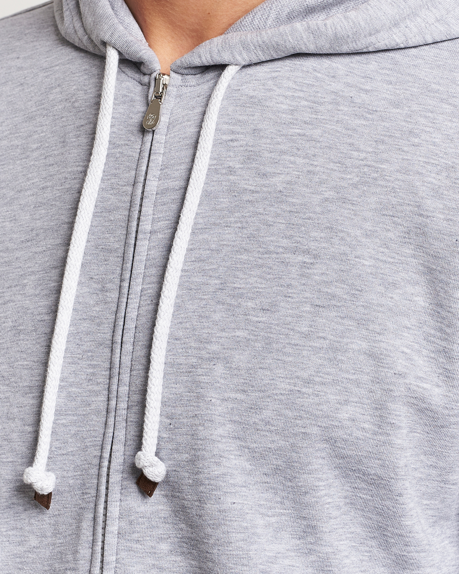 Herren | Pullover | Brunello Cucinelli | Full Zip Hooded Sweater Grey Melange