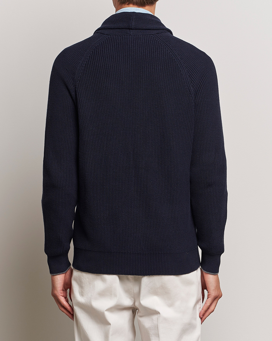 Herren | Pullover | Brunello Cucinelli | Rib Wool Shawl Collar Cardigan Navy