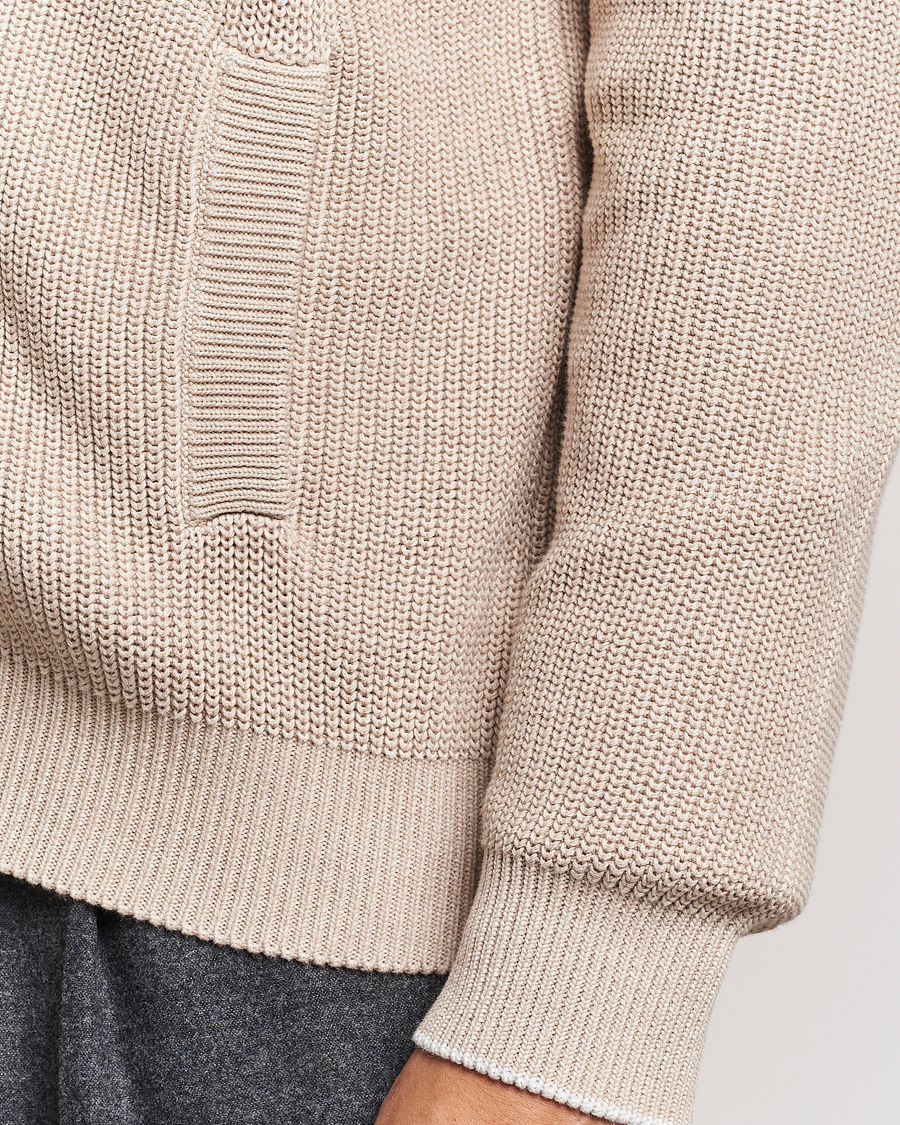Herren | Pullover | Brunello Cucinelli | Rib Wool Zip Cardigan Light Beige
