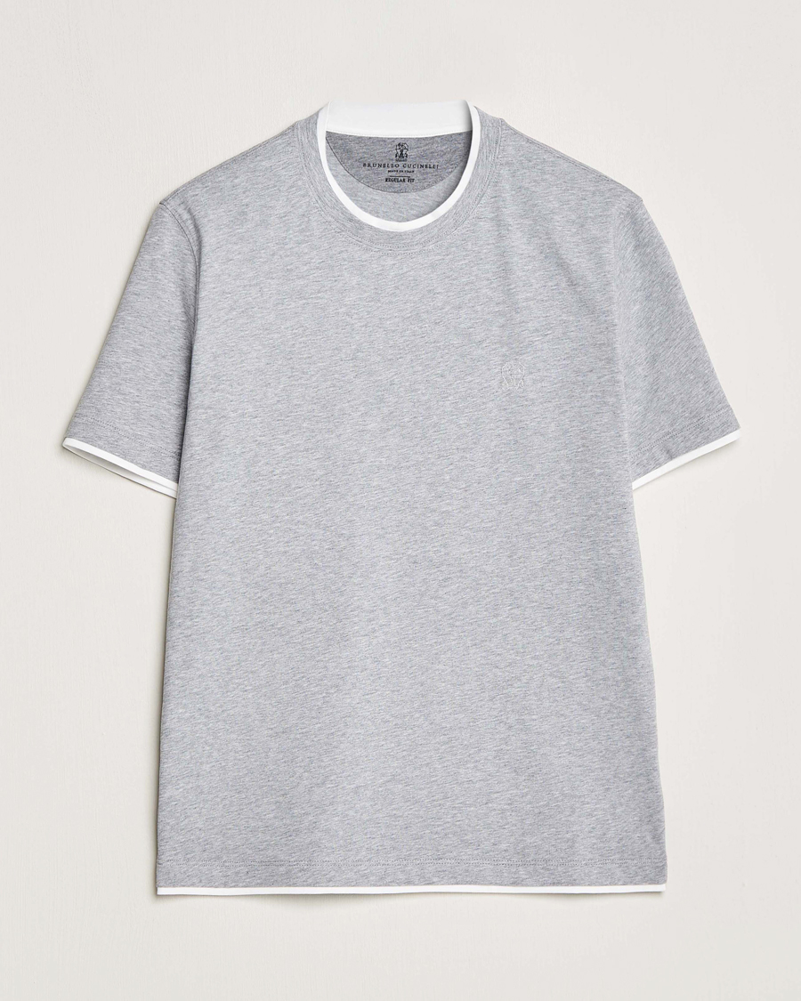 Herren | T-Shirts | Brunello Cucinelli | Short Sleeve Logo T-Shirt Light Grey