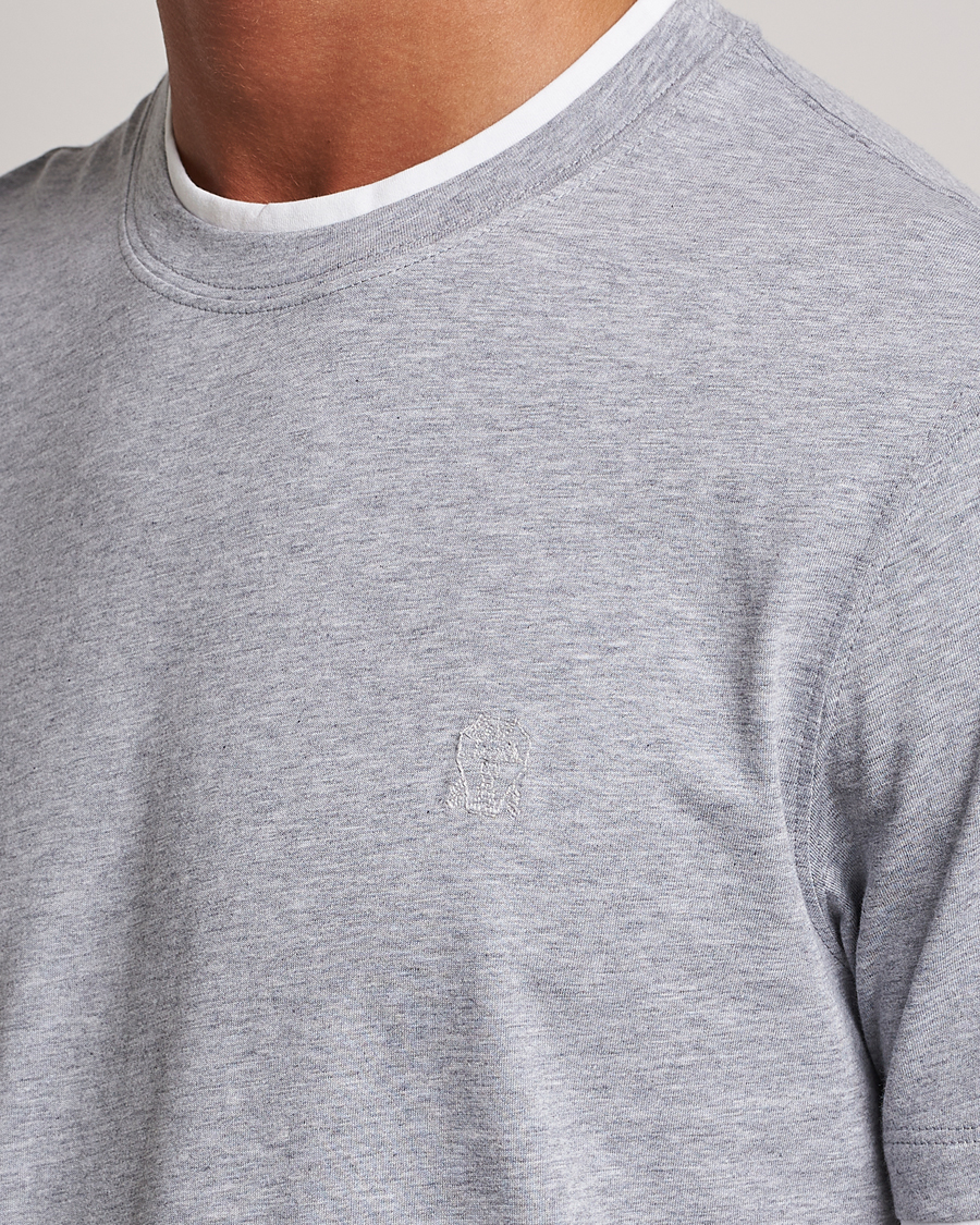 Herren | T-Shirts | Brunello Cucinelli | Short Sleeve Logo T-Shirt Light Grey