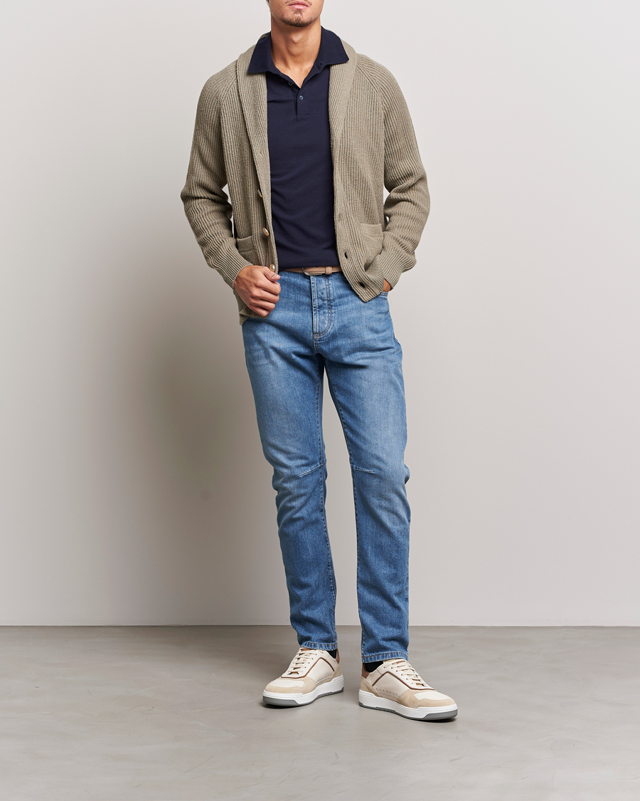 Herren | Poloshirts | Brunello Cucinelli | Short Sleeve Logo Polo Dark Blue