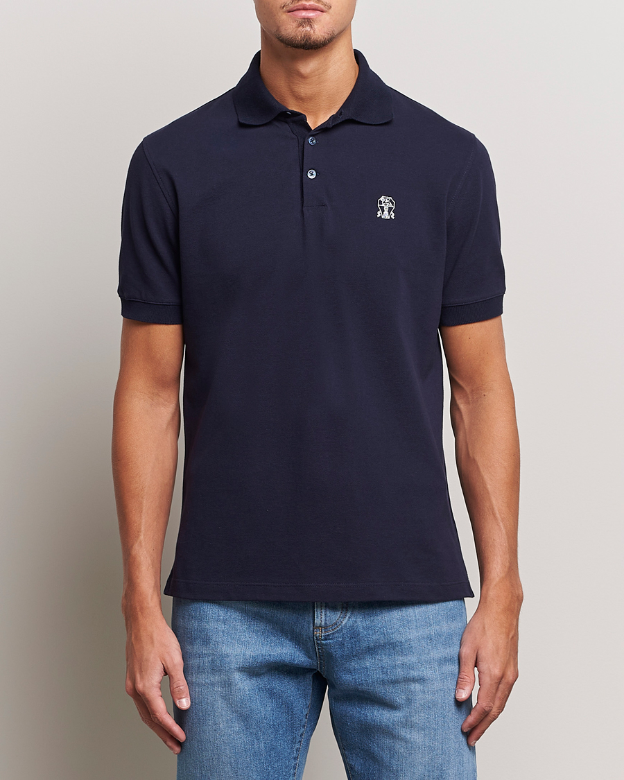Herren | Poloshirts | Brunello Cucinelli | Short Sleeve Logo Polo Dark Blue