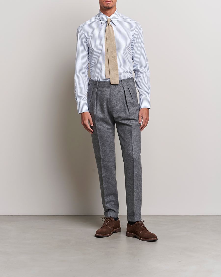 Herren | Hemden | Brunello Cucinelli | Slim Fit Button Down Shirt Light Blue Stripe