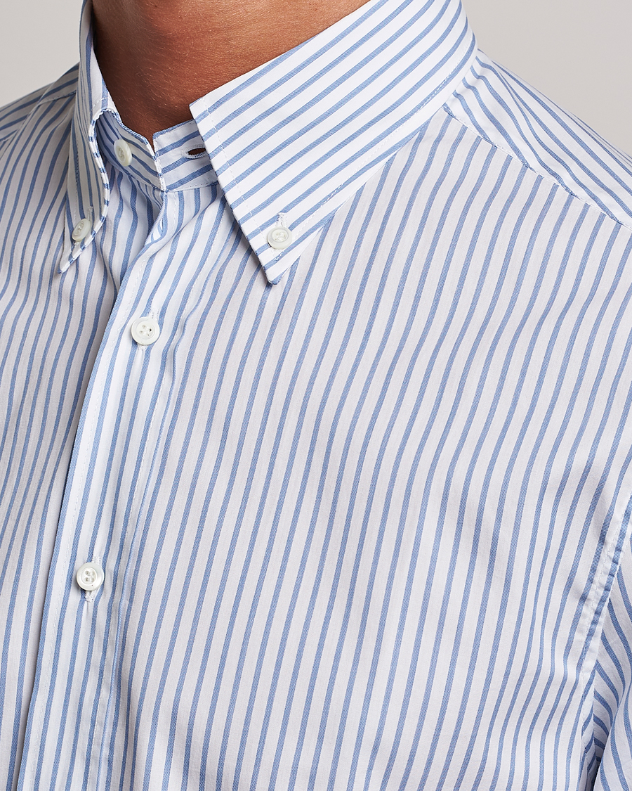 Herren | Hemden | Brunello Cucinelli | Slim Fit Button Down Shirt Light Blue Stripe