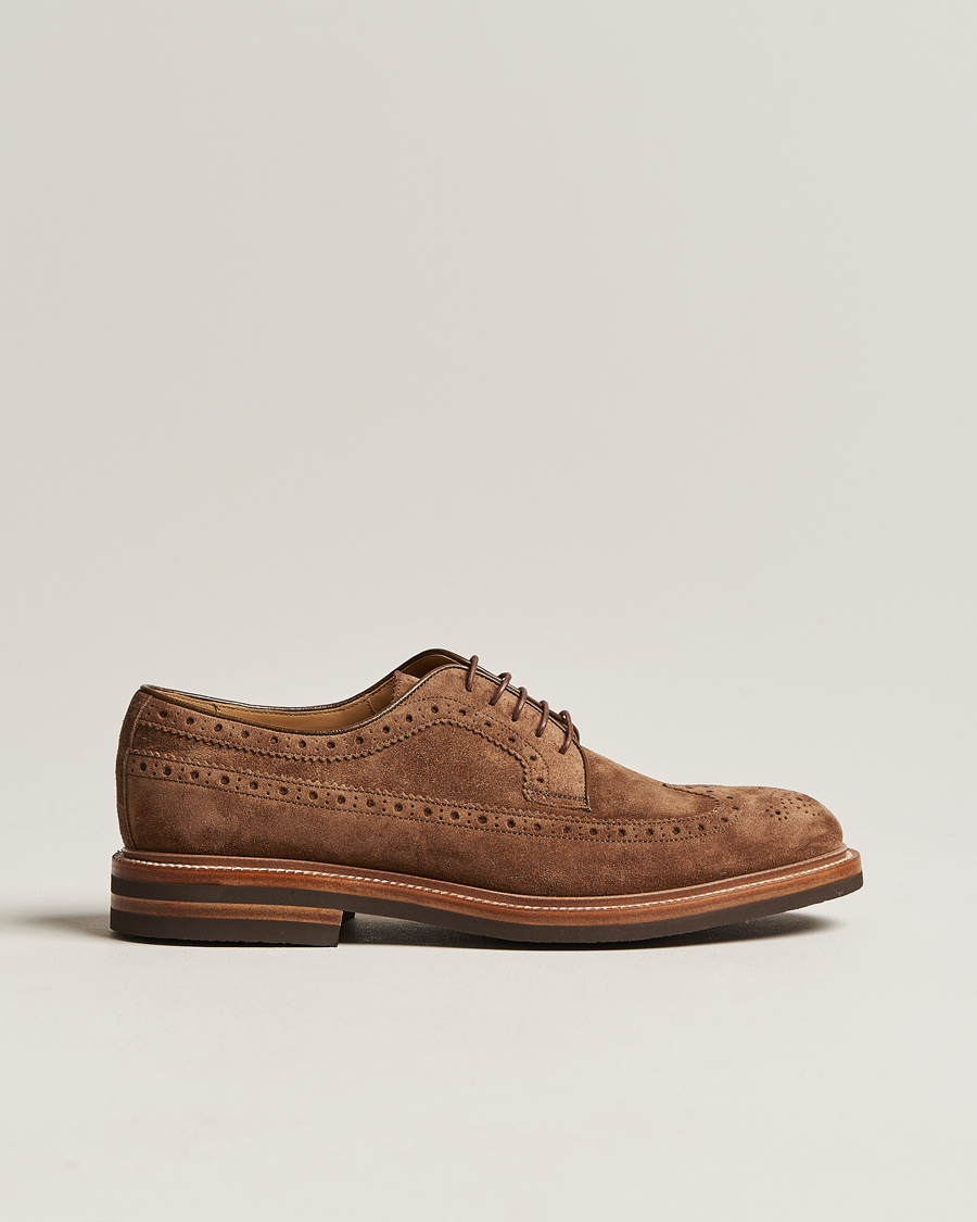 Herren | Brunello Cucinelli Plain Toe Derby Brown Suede | Brunello Cucinelli | Plain Toe Derby Brown Suede