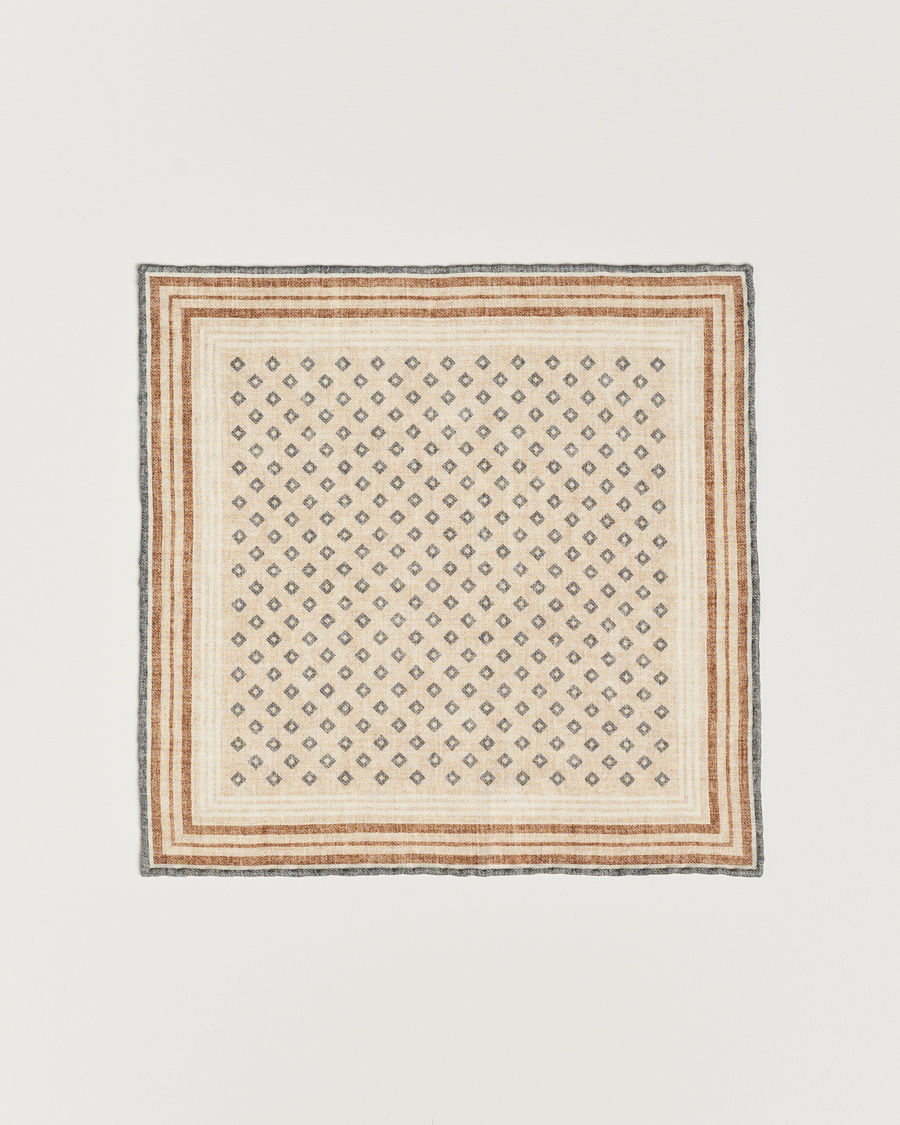 Herren | Brunello Cucinelli Wool Pocket Square Grey/Beige | Brunello Cucinelli | Wool Pocket Square Grey/Beige