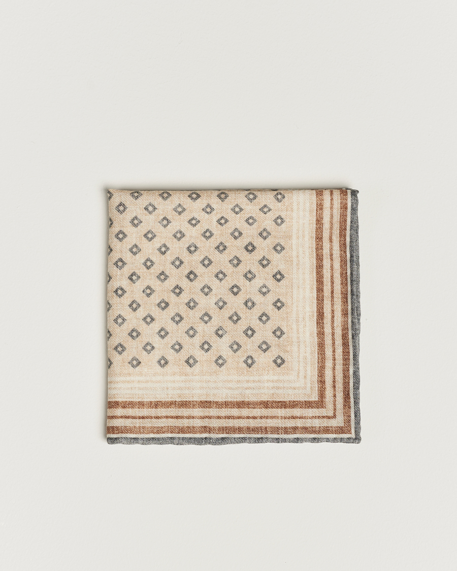 Herren | Brunello Cucinelli Wool Pocket Square Grey/Beige | Brunello Cucinelli | Wool Pocket Square Grey/Beige